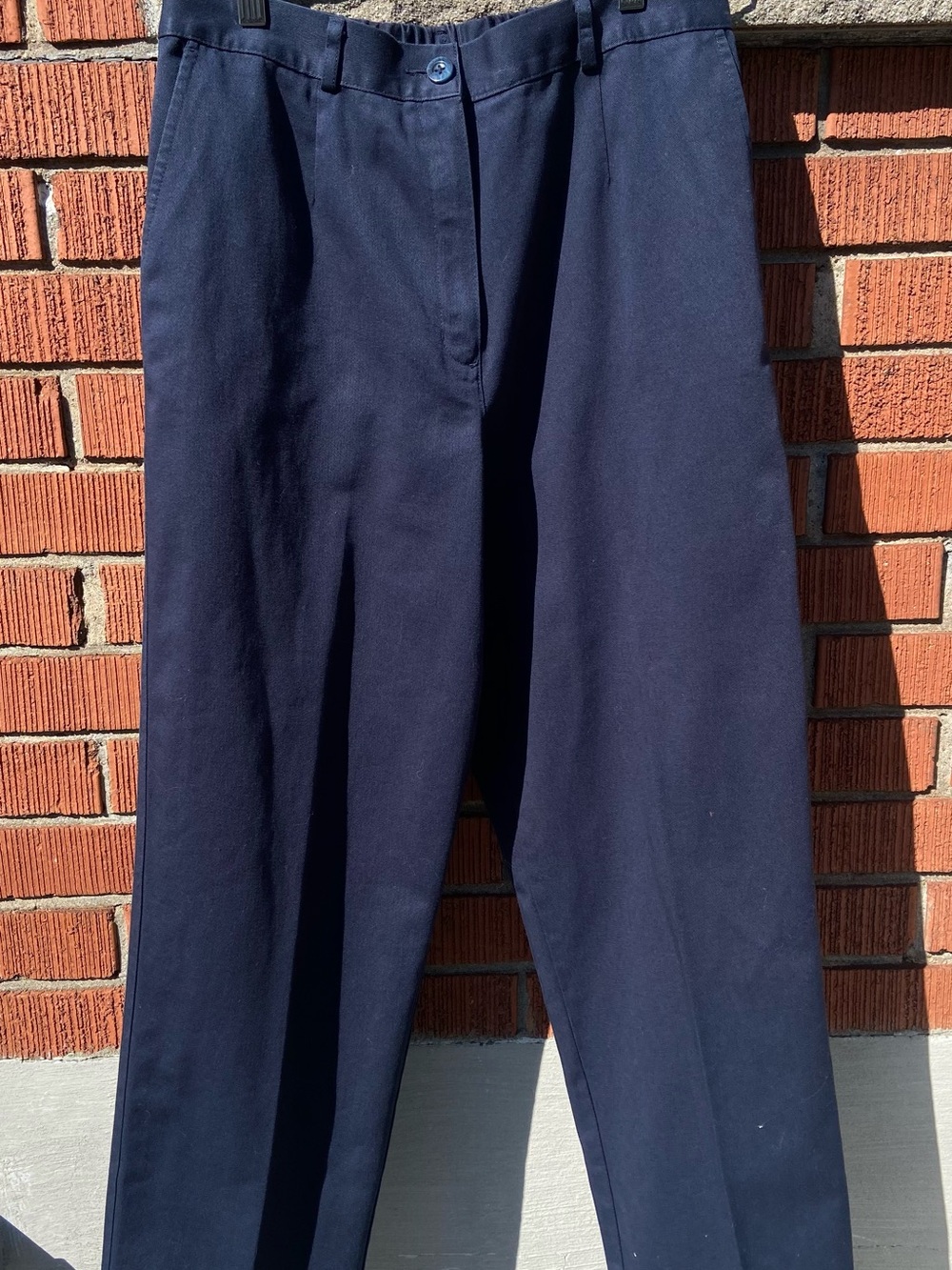 L.L. Bean Navy Tapered Leg High Waisted Wrinkle Free Bayside Pants size 12